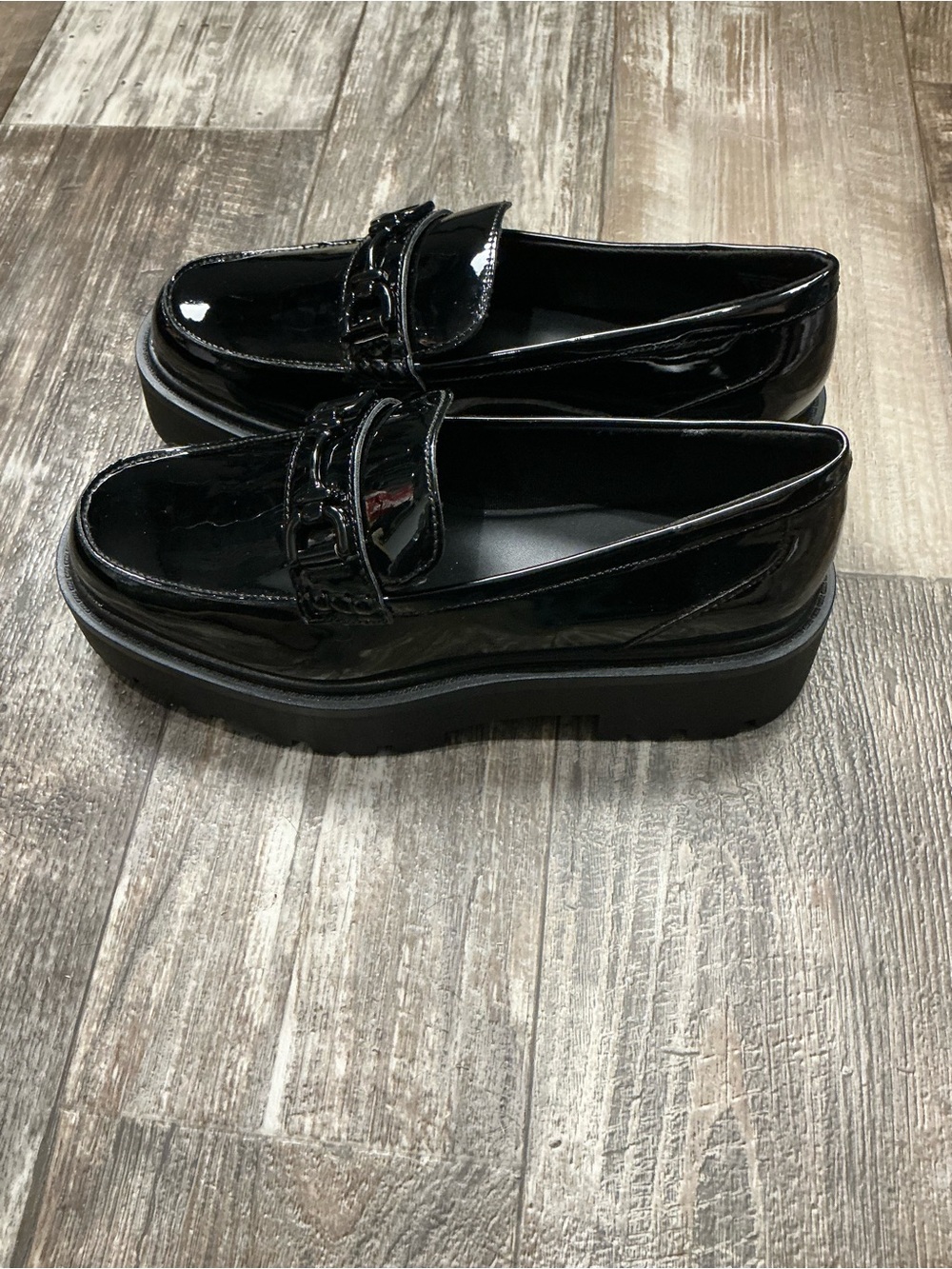 Aldo Black Patent Platform Loafers Size 9 - Picture 12 of 16